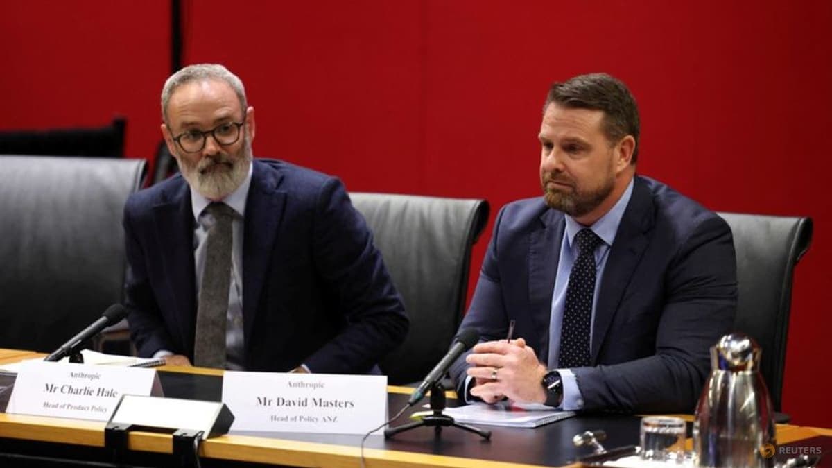 Anthropic representatives Charlie Hale and David Masters at the October 6 AI hearing in Sydney